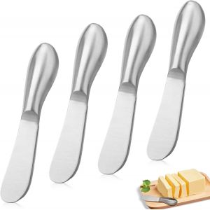 Oayew-Lot De 4 Couteaux &Agrave; Beurre En Inox, Epandeur De Beurre, Couteaux &Agrave; Beurre &Agrave; T&ecirc;te Ronde, Couverts Pour La Fabrication Du Beurre, Du Fromage Et De La P&acirc;tisserie, 13,3 X 2,2cm - Neuf