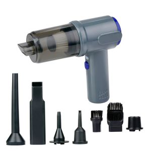 All Ride Aspirateur de Voiture Sans Fil 36W - Aspirateur &agrave; Main avec 6 Accessoires - Rrechargeable USB-C - avec Fonction d'Aspiration et de Soufflage - Gris/Bleu - Neuf