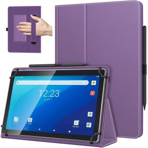LORANKA-Coque Universel pour Tablette Androiod de 10,1 Pouces avec Boucle pour Stylet, Coque L&eacute;ger et Pliable avec Main pour Toutes Les Tablettes &agrave; &Eacute;cran Tactile de 9,6 &agrave; 11 Pouces, Orchid&eacute;e Mauve - Neuf