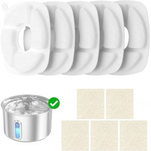 Kalanka-Lot De 5 Filtres Pour Fontaine &Agrave; Eau Chat En Acier Inoxydable, Avec Charbon Actif Filtre Les Particules, &Eacute;limine Les Odeurs, Adoucit L'eau, Capture Les Poils, Compatible Avec 3.2l Fontaine A - Neuf
