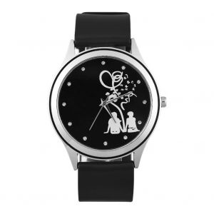 Amoureux Motif Pu Quartz Mouvement Strass Montre-Bracelet Analogique (Femmes) - Neuf