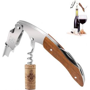 Couteau De Sommelier, Tire-Bouchon Professionnel, Tire-Bouchon Professionnel En Acier Inoxydable Avec Manche En Bois, Tout-En-Un Et Décapsuleur Avec Décapsuleur Et Coupe-Capsule - Neuf