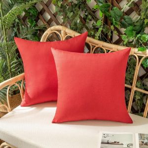 Eryi-Lot De 2 Housse De Coussin Imperméables Taies D'oreiller En Lin Extérieur Canapé Housse De Coussin De Jardin Décoratif Pour Salon Chambre 2 Pièces Rouge 50x50cm - Neuf