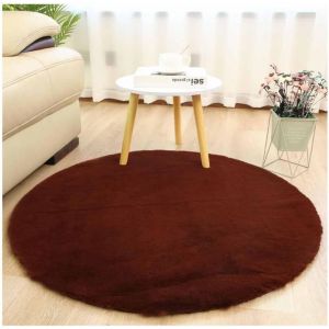 Sjzg-Tapis Rond &Agrave; Poils Longs En Fausse Fourrure De Lapin Avec Dos En Cuir De Cerf Antid&eacute;rapant Et Velours Moelleux &Agrave; Poils Longs Pour Salon, Chambre D'enfant, Chambre &Agrave; Coucher, Caf&eacute;, 45 Cm - Neuf