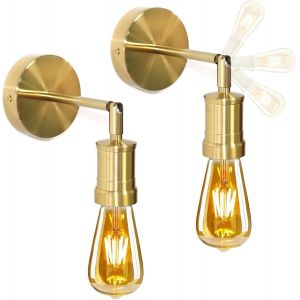 2 Pi&egrave;ces Applique Murale Int&eacute;rieure E27 Applique Murale Chambre Plafonniers Luminaires En M&eacute;tal Industrielles R&eacute;tro R&eacute;glable 180&deg; &Eacute;clairage Pour Salon,Chambre &Agrave; Coucher,Couloir,Escaliers - Neuf