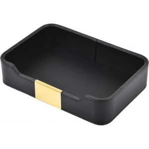 Tianyi-Plateau De Rangement De Bureau En Cuir De Luxe Organisateur D&eacute;coratif Pour Bijoux,Plateau De Rangement Cuir,Corbeille A Courrier,Montres,Cosm&eacute;tiques,Cl&eacute;s,T&eacute;l&eacute;phone,Portefeuille,Noir - Neuf