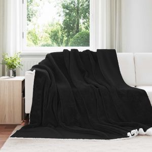vidaXL Jet&eacute; Noir 240 x 270 cm Toison - Neuf