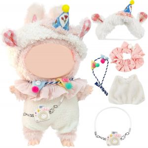 KAL-Labubu Poup&eacute;es V&ecirc;tements,V&ecirc;tements Pour Poup&eacute;e Labubu 17Cm,Mignon Mini Poup&eacute;e En Peluche V&ecirc;tements Tenue Seulement V&ecirc;tements Accessoires Avec Sac &Agrave; Dos Pour Appareil Photo,Diy Enfants Cadeaux - Neuf