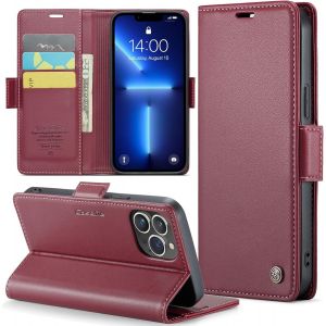 Maa-Coque Pour Iphone 13 Pro Max, Étui Housse En Rfid Protection Premium Pu Cuir Portefeuille Rabat Case Magnétique Stand Antichoc, Étui Case Pour Iphone 13 Pro Max, Rouge - Neuf
