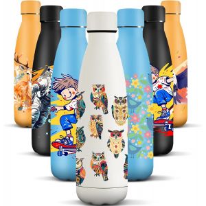 Gourde Isotherme, 500 Ml Sans Bpa, Bouteille Isotherme, 24h Froid & 12h Chaud, Bouteille D'eau, &Eacute;tanche, Gourde Thermos, Acier Inoxydable 18/8, Gourde Inox Pour Sport, Camping, &Eacute;cole - Neuf