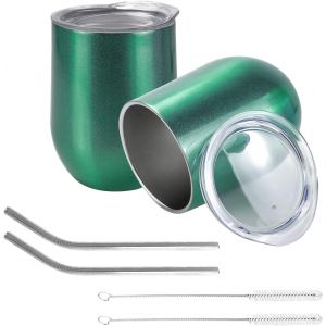 Eryi-350ml Verres À Vin En Acier Inoxydable, Isolation Sous Vide Double Couche Mug,Sans Bpa,Tasses À Café Réutilisables,Adaptées Aux Pique Niques,Au Camping,Aux Voyages - Neuf