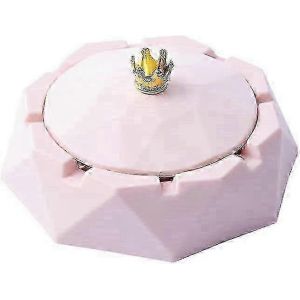 Cendrier en acier inoxydable Pink Crown avec couvercles - Cendrier &agrave; cigarettes coupe-vent - Neuf