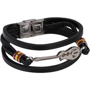 Kal-1 Bracelet Tress&eacute; R&eacute;tro, Mini Bracelet En Corde De Cuir, Bracelet Cr&eacute;atif Pour Hommes Et Femmes, Bijoux Multicouches Pour Adolescents, Cadeau Pour Les Amateurs De Musique - Neuf