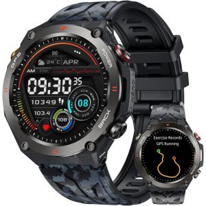 Montre Connectée Homme GPS Smartwatch - Boussole Baromètre Altimètre Appel Bluetooth 650mAh Batterie Fréquence Cardiaque SPO2 Sommeil 100+ Modes Sportifs 1.45" Étanche Fitness Tracker pour Android iOS - Neuf