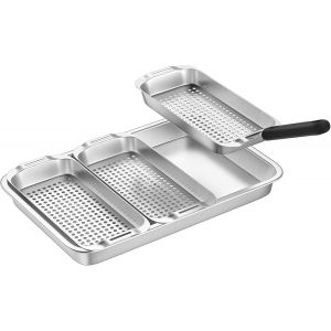 BBQ Grille Panier Set, Panier &agrave; Barbecue Acier Inoxydable, Panier &agrave; L&eacute;gumes Barbecue, Paniers a Grillades, Plat de Cuisson Legumes/Viande/Poisson Barbecue avec Trous - Neuf