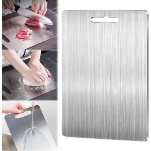 Kalanka-Planche À Découper En Acier Inoxydable 304, Planche A Decouper Inox Pour Cuisine, Planche De Cuisine Antibactérienne, Pour Viande, Fromage, Pain Et Pizza - Neuf