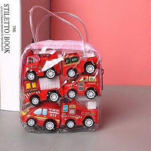 6pcs Car Model Toy Pull Back Car Toys Mobile Vehicle Fire Truck Taxi Model Kid Mini Cars Boy Toys Gift Diecasts Toy for Children-C - Neuf