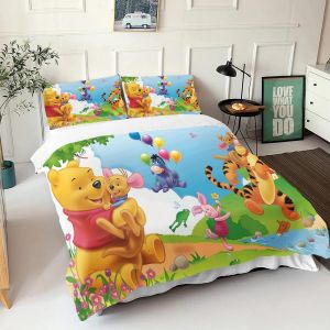 Parure De Lit Winnie L'ourson Avec Housse De Couette Et Taie D'oreiller 3d Pour Enfant, Universelle Et Adaptée Aux Enfants - Neuf