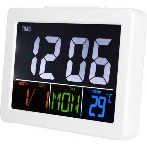 Horloge Numérique Grand Écran LCD, Réveil Calendrier avec Température, Design Moderne Conception Verticale pour Bureau Chambre Idéal Personnes Âgées et Étudiants - Neuf