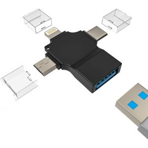 NFGR-Adaptateur Lightning Micro Usb C Vers Prise Jack Usb-A Iphone Otg C&acirc;ble Type Thunderbolt Clavier Stick Souris Hub Accessoires Pour 14 Pro Max 8 7 Plus Samsung Macbook Ipad Huawei Xiaomi - Neuf