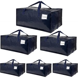 Mevronisshop-92l Grand Sac De Rangement, Sac De D&eacute;m&eacute;nagement Avec Fermeture &Eacute;clair Et Poign&eacute;e, Sac De Rangement De Vetement Xl, Housse De Rangement Pour V&ecirc;tement, D&eacute;m&eacute;nagement, Voyager (Bleu, Lot De - Neuf
