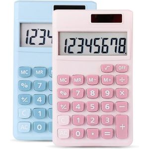 Mini calculatrice 2 pi&egrave;ces,calculatrice de poche calculatrice de bureau &agrave; 8 chiffres de cellules solaires,norme de base - Neuf