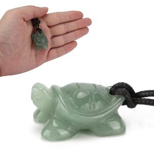 Kal-Tortue Pendentif Sculpt&eacute;, Naturel Vert Jade Tortue Bijoux Collier Avec Lani&egrave;re Bonne Chance Amulette B&eacute;nie Pour Hommes Femmes D&eacute;cor Cadeaux - Neuf