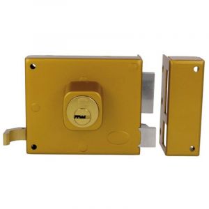 Amig Serrure En Applique Et Verrous 72 100 X 85 Mm Acier &eacute;maill&eacute; Or - Droite - Neuf