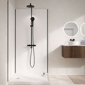 Pack 2 Panneaux Muraux en Aluminium Blanc 100x210cm + Profil&eacute;s Noir - WALL'IT - Neuf