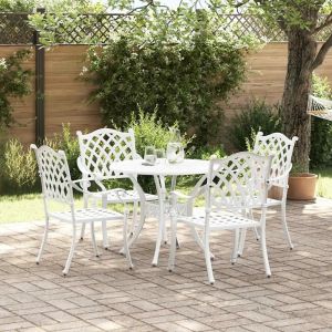 Vidaxl Ensemble De Salle &Agrave; Manger Pour Jardin 5 Pcs Blanc Aluminium - Neuf