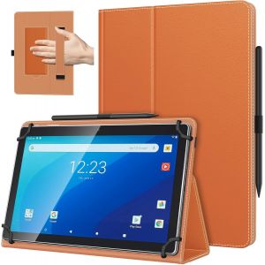 ELVORIX-Coque Universel pour Tablette Androiod de 10,1 Pouces avec Boucle pour Stylet, Coque L&eacute;ger et Pliable avec Main pour Toutes Les Tablettes &agrave; &Eacute;cran Tactile de 9,6 &agrave; 11 Pouces, Orange - Neuf