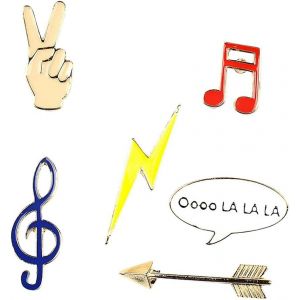 Kjdal-Lot De 6 Broches En Forme De Clé De Sol En Forme De Notes De Musique,Alliage - Neuf