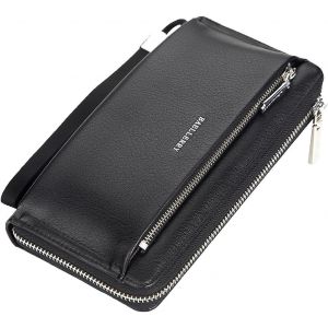 YEMAESRE-Portefeuille Homme Long Portefeuille Pochette Grande Capacité Cuir Portefeuille Porte-Monnaie Porte-Cartes Pochette Pour Homme Avec Dragonne Noir - Neuf