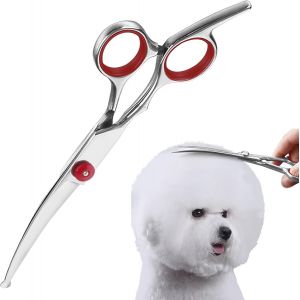 Ciseaux Toilettage Chien,Ciseaux Toilettage Chien Professionnel,Ciseaux Courb&eacute;s Pour Animaux De Compagnie Avec Bout Rond De S&eacute;curit&eacute; Pour Animaux,Pour Couper Les Poils De Chiens Et Chats - Neuf