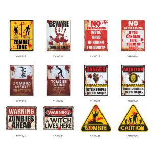 Halloween Glow In The Dark Danger Avertissement Poster Sticker Mural De Vacances De Décoration De Fenêtre Autocollant Fluorescent - Neuf