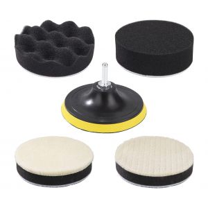 Kit d'&eacute;ponge &agrave; polir de 5 pouces avec adaptateur pour perceuse et tampons de polissage - Neuf