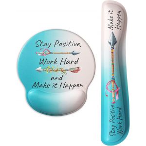 JGD-Tapis de souris de jeu avec support de poignet, support de poignet clavier et tapis de souris avec repose-poignet, base antid&eacute;rapante en polyur&eacute;thane, citations inspirantes - Neuf