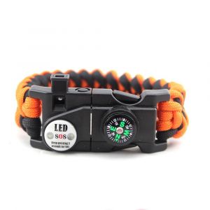 Bracelet Réglable, 7 Core 5 En 1 Emergency Sports Wristband Gear Kit Waterproof (1 Pcs, Orange) - Neuf
