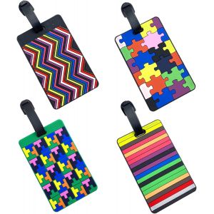 Lot de 4 mignon étiquettes à bagages en PVC pour la valise ou cartes - Neuf