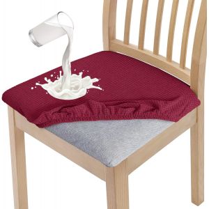 Eryi-Lot De 4 Housses De Chaise De Salle À Manger, Élégantes, Imperméables, Haute Élasticité, Protection D'assise Lavables Pour Banquet, Cuisine, Fête, Hôtel (Bordeau - Neuf
