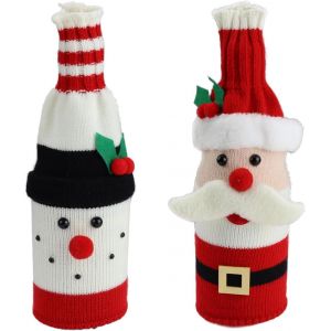 Sacs De Noël Pour Bouteilles De Vin, 2 Pièces, Housses De Bouteille Père Noël Et Bonhomme De Neige, Housses De Bouteille De Vin Pour Décorer Les Fêtes De Noël Et Les Fêtes À La Maison - Neuf