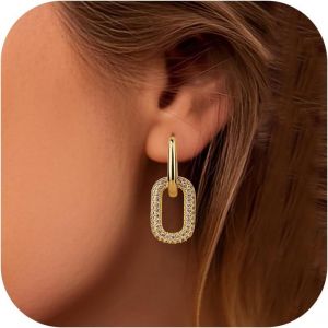 Kal-Boucles D'oreilles Femme Or Boucle D'oreille Creoles Plaquées Or 14 Carats Boucles D'oreilles Pendantes Fantaisie Boucles D'oreilles Chaîne À Maillons Boucles D'oreilles Creoles Or Femme - Neuf