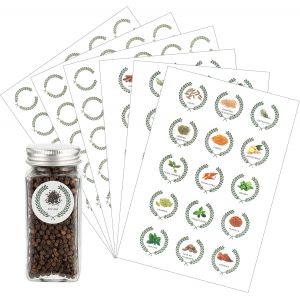 105 Pcs Etiquette Épices Autocollante Français Lot De 45 ,Autocollantes Avec Motifs Et Lettres D'épices Pour Pots Et 60 Étiquettes Vierges Ø 4 Cm - Neuf