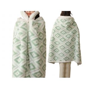 Couverture Jacquard D'hiver Avec Capuche Et Gants, Verte, 100 X 150 Cm - Neuf