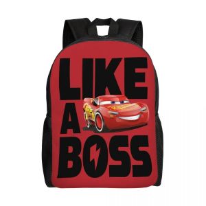 Sacs à dos personnalisés Lightning McQueen Boss pour femmes et hommes, cartable tendance pour l'école et l'université - Neuf