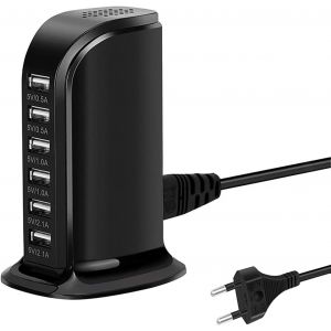 Multiple Usb Charger, 30w Multi-Port Usb Charging Station 6-Port Usb Power Charger Usb Hub Multi-Port Usb Charger Compatible With Iphone 12/13/14/15/16/Samsung S21/S22/S23/S24/Tablet, Etc. - Neuf