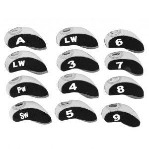 12 Pcs Golf Club Couvre-Tête Golf Fer Pôle Numéro Couverture Club Protecteur Tête Couvre-Chef Noir Blanc - Neuf