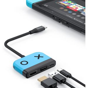 Eryi-Switch Dock Pour Nintendo Switch Oled, Adaptateur Tv 3 En 1 Avec Hdmi 4k, Port Usb 3.0, Charge De Type C 65w Pd, Portable Travel Adaptateur Pour Nintendo Switch/Switch Oled - Neuf