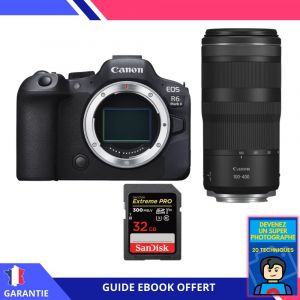 Canon EOS R6 Mark II + RF 100-400mm f/5.6-8 IS USM + 1 SanDisk 32GB Extreme PRO UHS-II SDXC 300 MB/s + Ebook ""Devenez Un Super Photographe"" - Appareil Photo Canon - Neuf