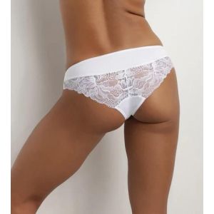 Dim Culotte Blanche Femme En Microfibre Et Dentelle Generous Essentiel - Neuf